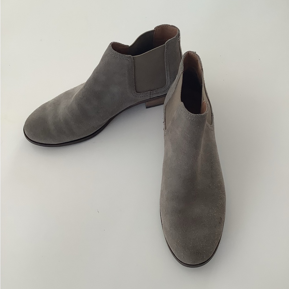 Frye Light Gray Suede Chelsea Ankle Boots